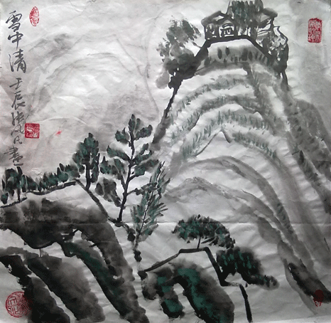 张凡凡国画《雨朦胧天光秀色》《雪中清》